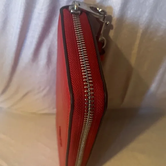 Coach Vibrant Red Leather Wristlet - Picture 4 of 9
